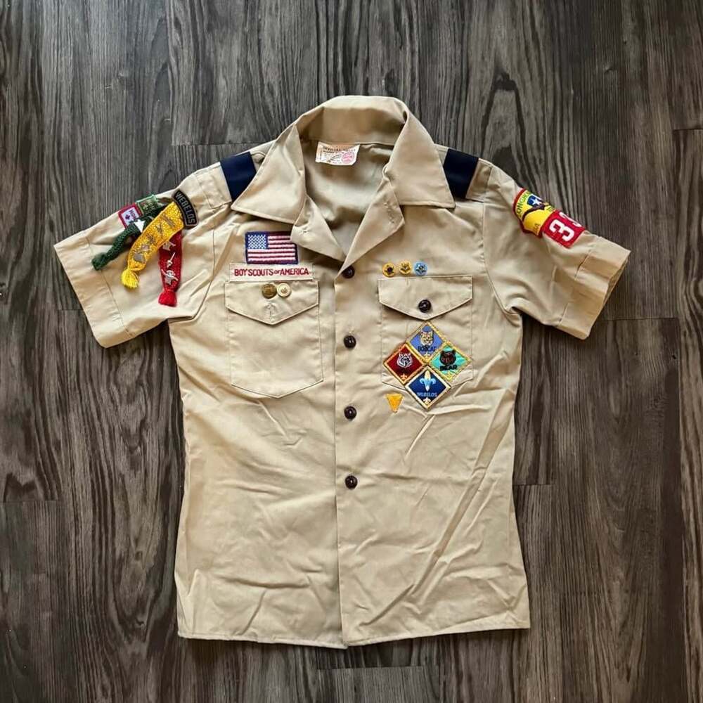 Vintage ‘80s Boy Scouts of America Uniform Shirt Longhorn Council Patches